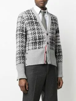 Thom Browne checked intarsia knit cardigan