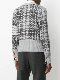 Thom Browne checked intarsia knit cardigan