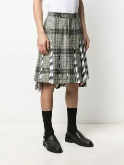 Thom Browne pleated check-pattern suit skirt