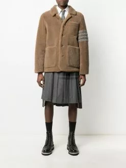 Thom Browne 4-Bar stripe reversible shearling jacket
