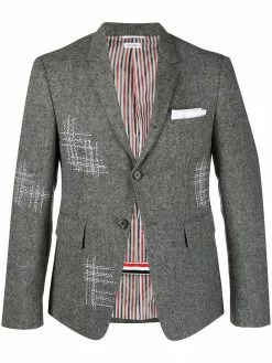 Thom Browne contrast-stitch single-breasted blazer jacket