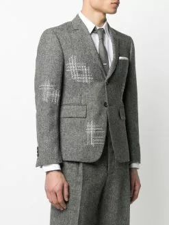 Thom Browne contrast-stitch single-breasted blazer jacket