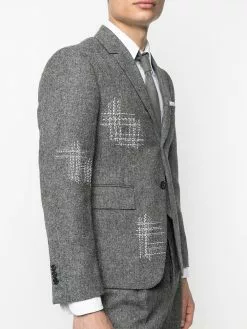 Thom Browne contrast-stitch single-breasted blazer jacket