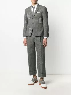 Thom Browne contrast-stitch single-breasted blazer jacket