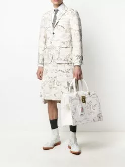 Thom Browne sketch-print pleated suit skirt