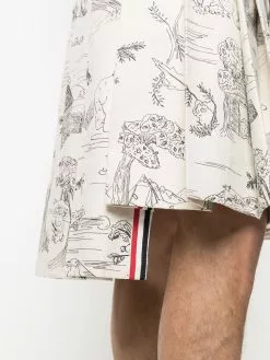 Thom Browne Sketch print pleated suit skirt bermuda shorts of men 9 Thom Browne sketch-print pleated suit skirt