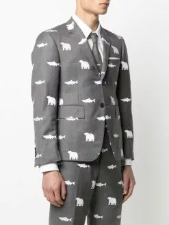 Thom Browne animal-print single-breasted blazer