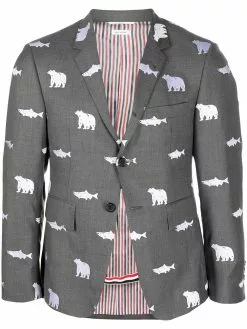 Thom Browne animal-print single-breasted blazer