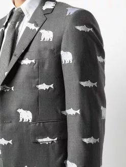 Thom Browne animal-print single-breasted blazer