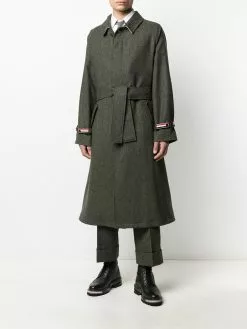 Thom Browne tri-stripe detail tie-waist coat