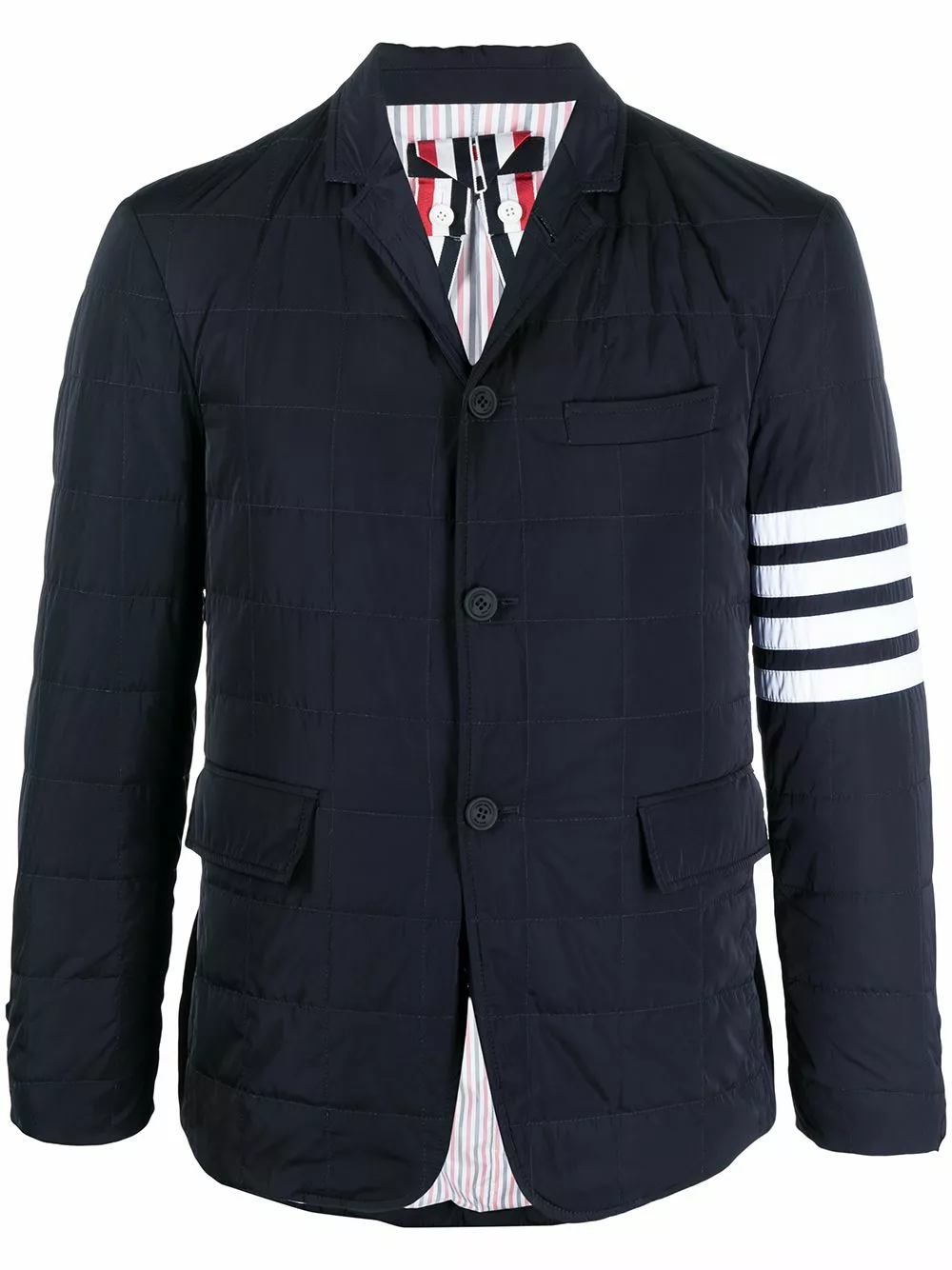 Thom Browne 4 Bar motif padded blazer down jackets of men 1 Thom Browne 4-Bar motif padded blazer