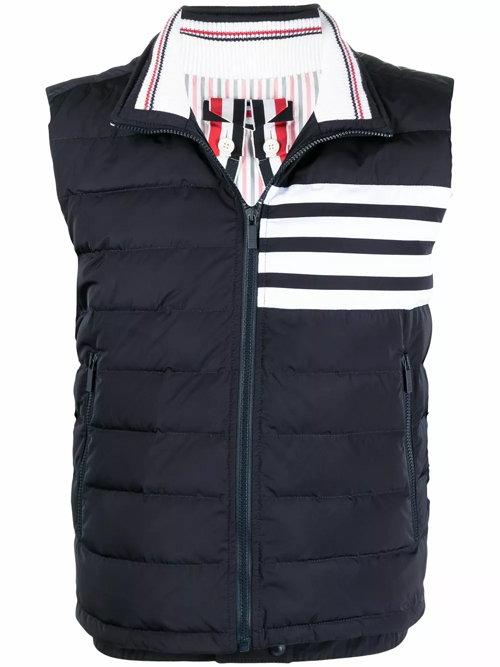 Thom Browne 4 Bar motif puffer gilet waistcoats & gilets of men 1 Thom Browne 4-Bar motif puffer gilet