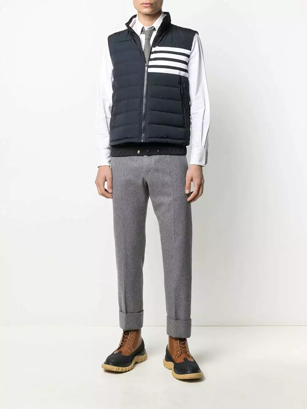 Thom Browne 4 Bar motif puffer gilet waistcoats & gilets of men 2 Thom Browne 4-Bar motif puffer gilet