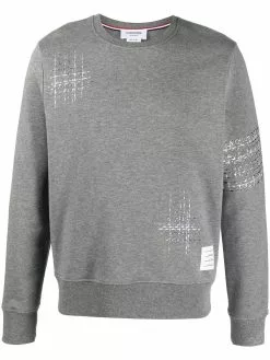 Thom Browne embroidered stripe cotton sweatshirt