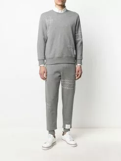Thom Browne embroidered stripe cotton sweatshirt