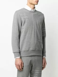 Thom Browne embroidered stripe cotton sweatshirt
