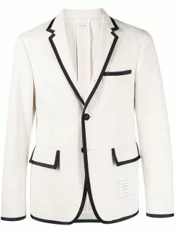 Thom Browne contrast-border single-breasted blazer