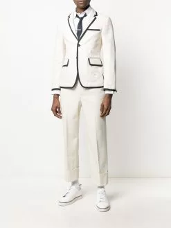 Thom Browne contrast-border single-breasted blazer