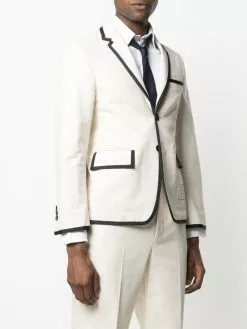 Thom Browne contrast-border single-breasted blazer