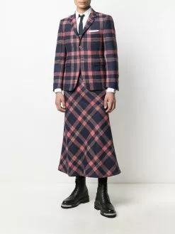 Thom Browne plaid-pattern buttoned blazer