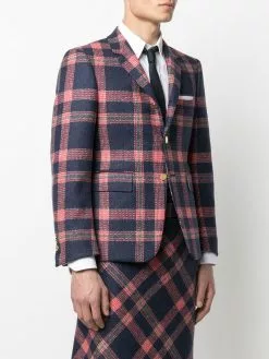 Thom Browne plaid-pattern buttoned blazer