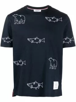 Thom Browne embroidered bear fish T-shirt