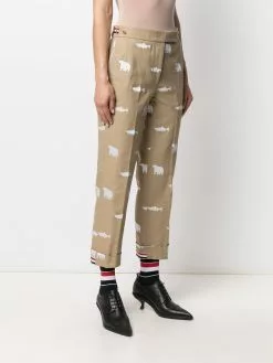 Thom Browne animal embroidered slim-fit trousers