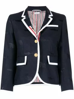 Thom Browne contrast-trim embroidered blazer