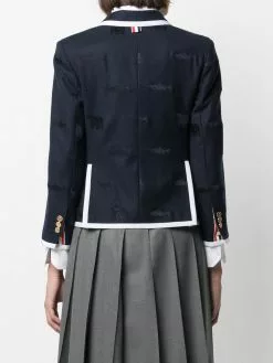 Thom Browne contrast-trim embroidered blazer