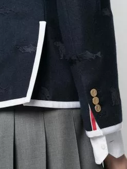 Thom Browne contrast-trim embroidered blazer