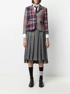 Thom Browne asymmetric pattern-mix blazer