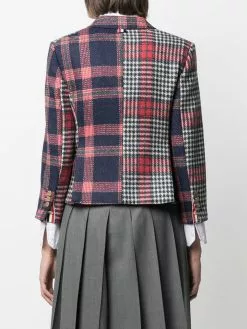 Thom Browne asymmetric pattern-mix blazer