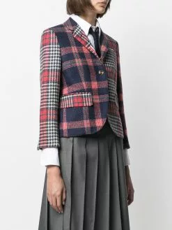 Thom Browne asymmetric pattern-mix blazer