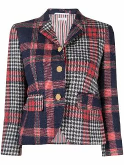 Thom Browne asymmetric pattern-mix blazer