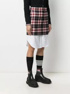 Thom Browne tartan check wool mini skirt