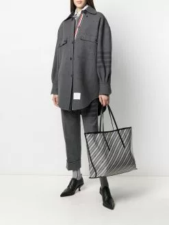 Thom Browne 4-Bar supersized Melton shirt