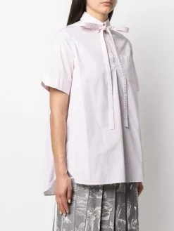 Thom Browne pinstripe tie-fastening shirt