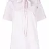 Thom Browne pinstripe tie-fastening shirt