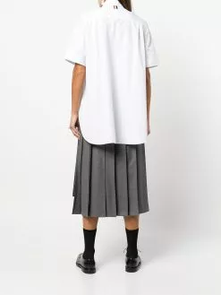 Thom Browne short-sleeve bow-tie cotton shirt