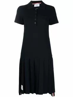 Thom Browne tri-stripe trim polo shirt dress
