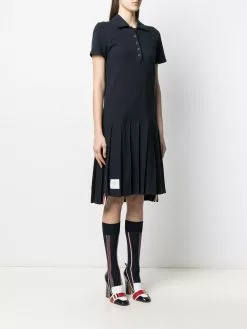 Thom Browne tri-stripe trim polo shirt dress