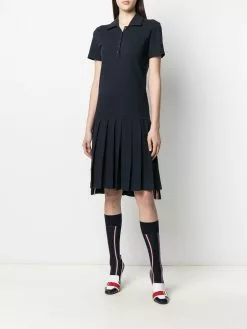 Thom Browne tri-stripe trim polo shirt dress