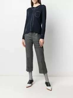 Thom Browne trompe l'oeil shirt & tie embroidery stitch top