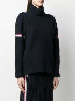 Thom Browne overwashed heritage waffle stitch turtleneck jumper