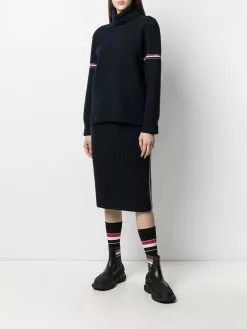 Thom Browne overwashed heritage waffle stitch turtleneck jumper
