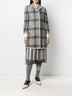 Thom Browne windowpane-check bal-collar coat
