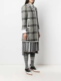 Thom Browne windowpane-check bal-collar coat