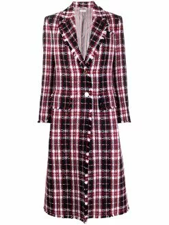 Thom Browne tartan tweed overcoat