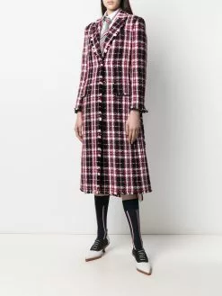 Thom Browne tartan tweed overcoat