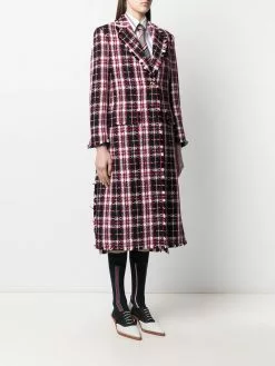 Thom Browne tartan tweed overcoat
